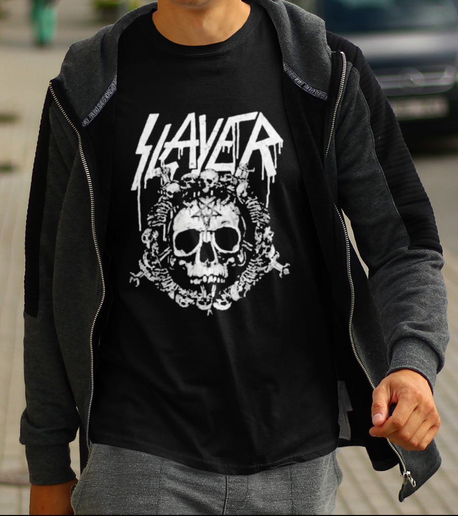 Slayer Band Summer 2026 Rib Skull T-Shirt