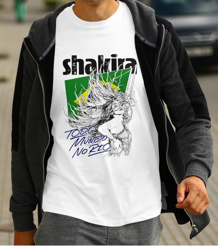 Shakira Todo Mundo No Rio Brazil Flag T-Shirt