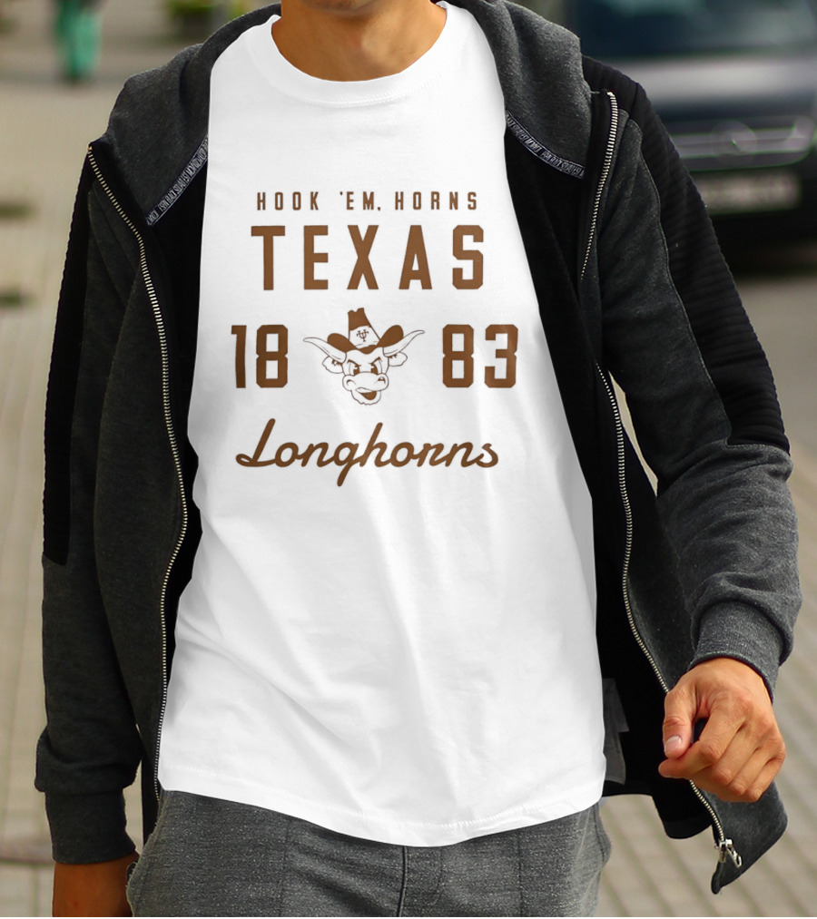 Hook 'em Horns Texas Longhorns 1883 College Football T-Shirt