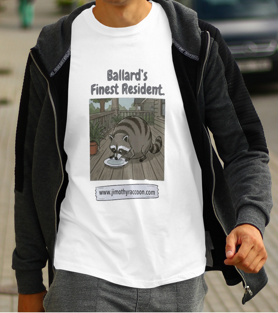 Ballard's Finest Resident Jimothy Raccoon Website Text Visual T-Shirt