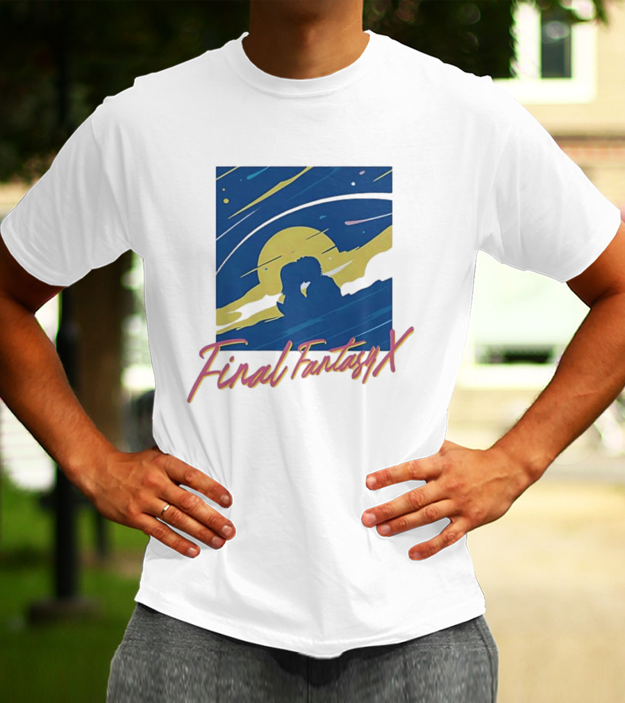 Final Fantasy X Romantic Couple Under Moonlit Sky T-Shirt