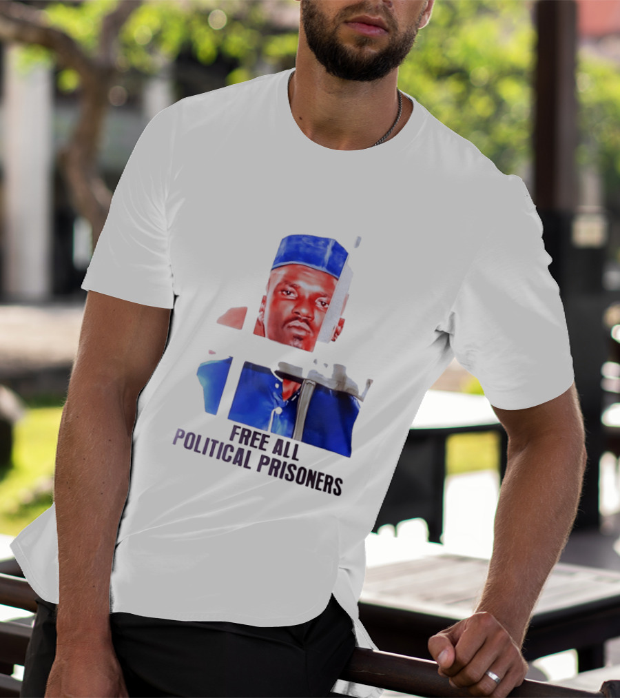 Free All Political Prisoners Protest Activism Painting Blue Beret T-Shirt