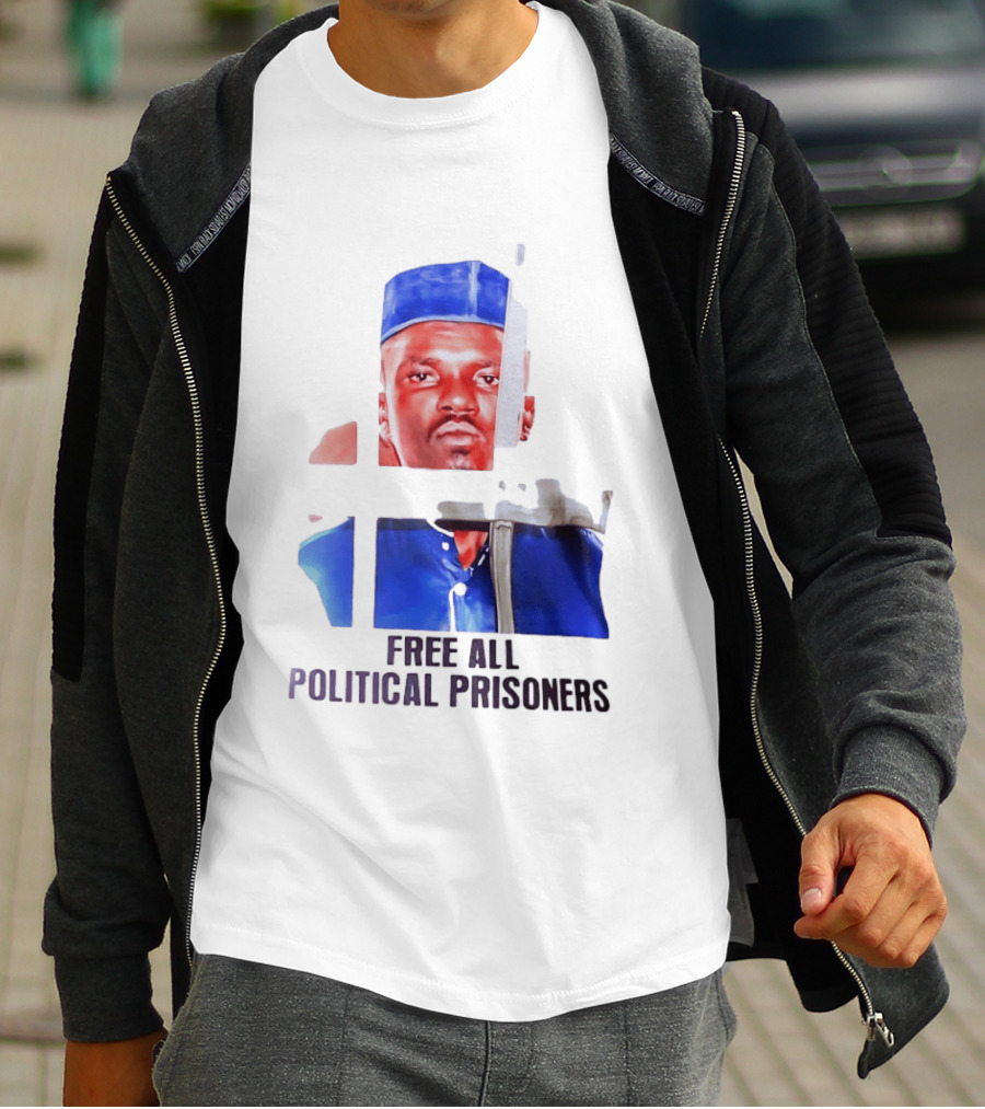 Free All Political Prisoners Protest Activism Painting Blue Beret T-Shirt