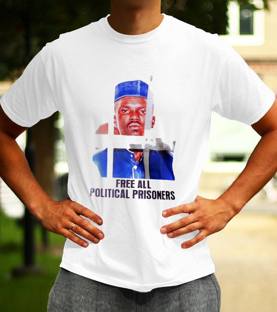 Free All Political Prisoners Protest Activism Painting Blue Beret T-Shirt