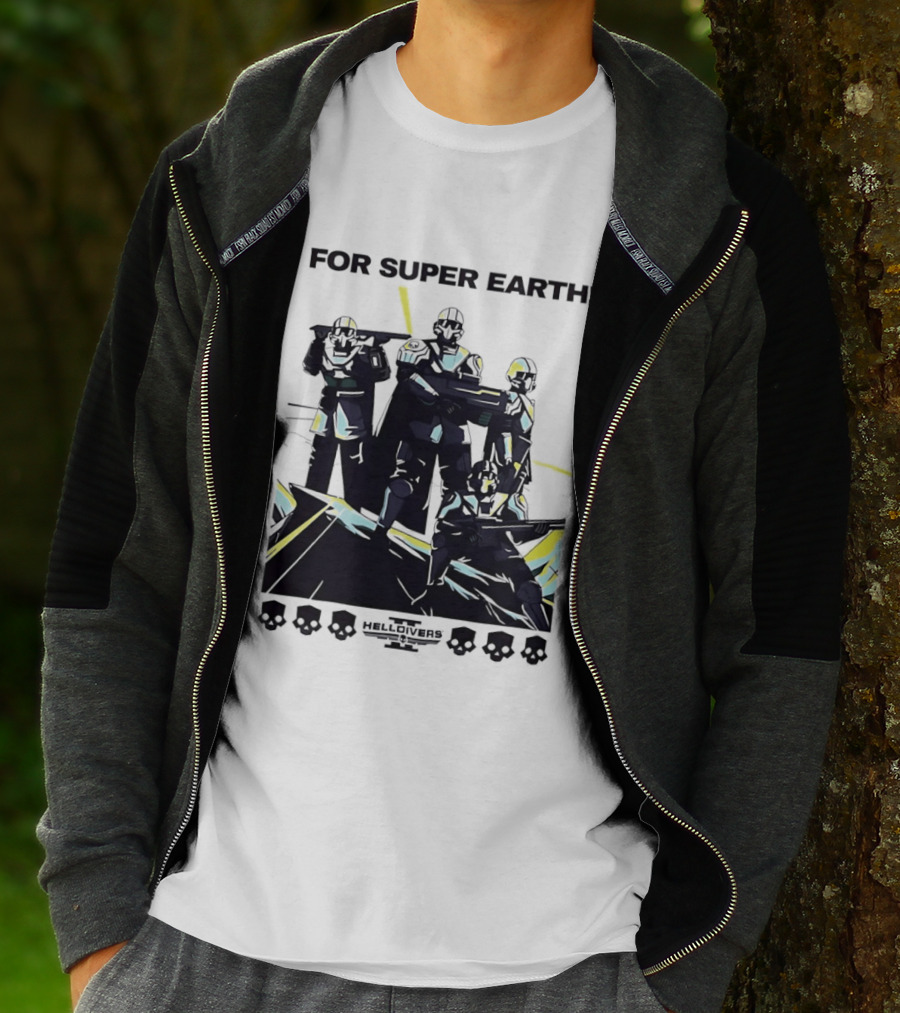 Helldivers II For Super Earth Video Game Soldiers T-Shirt