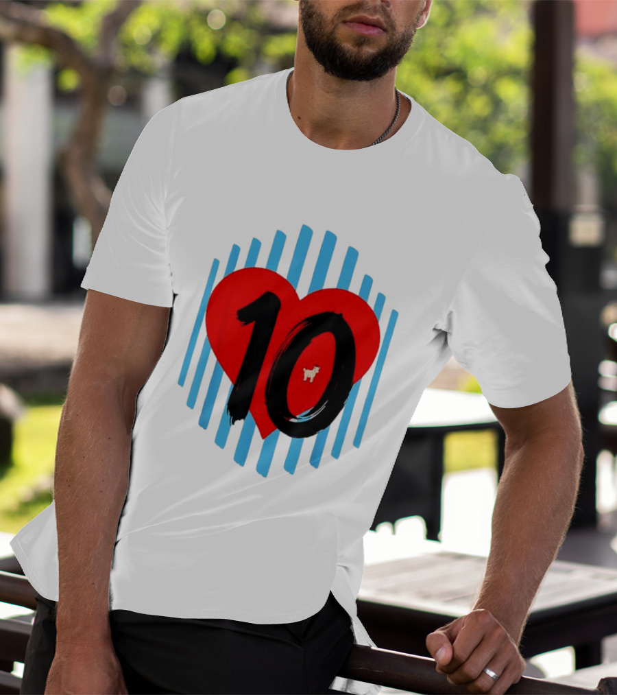 Messi Heart 10 Goat Greatest Of All Time T-Shirt