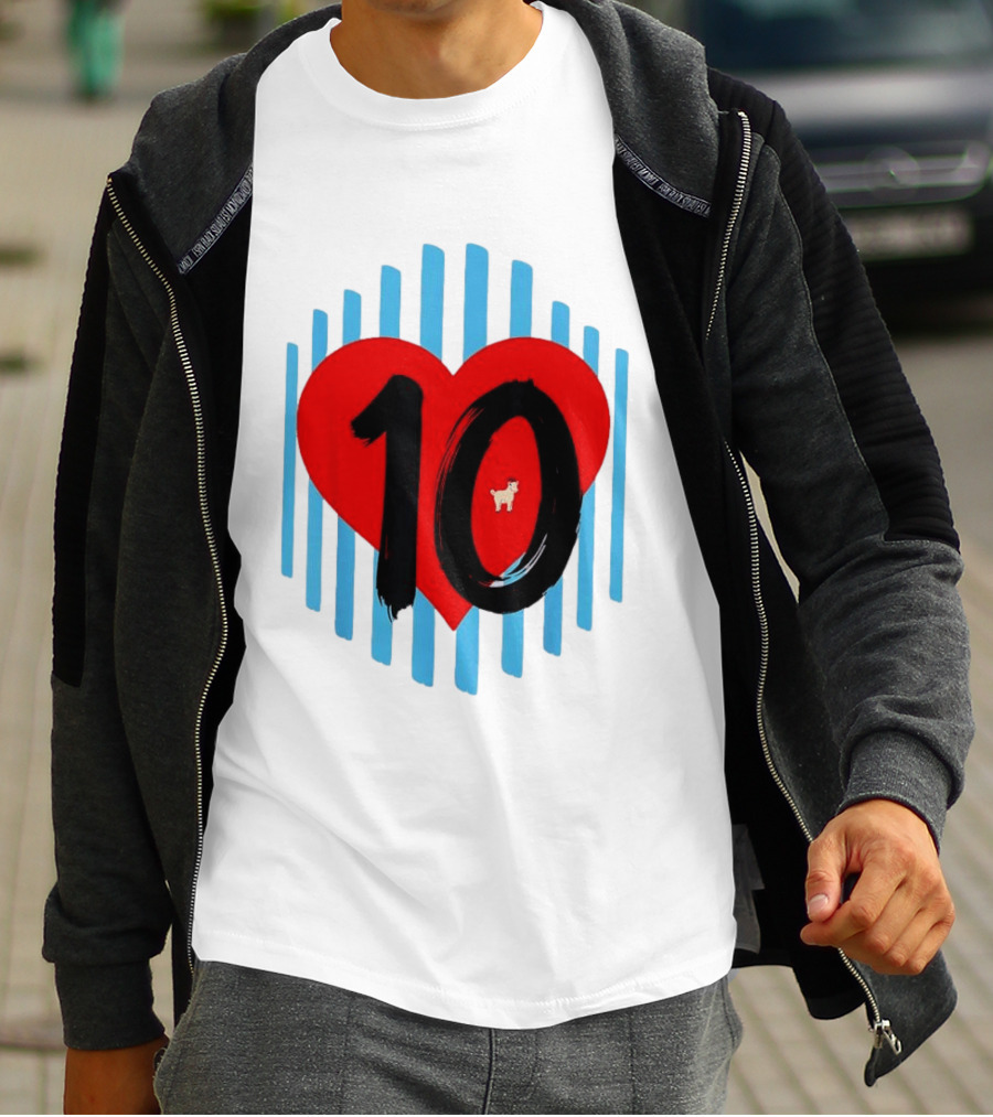 Messi Heart 10 Goat Greatest Of All Time T-Shirt