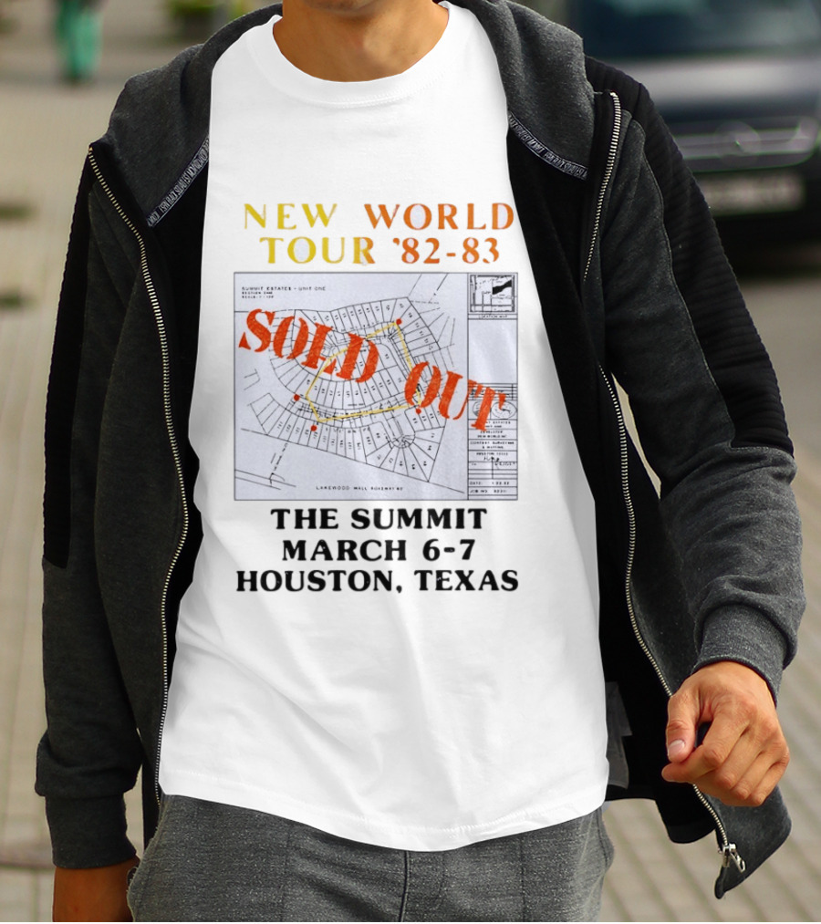 New World Tour '82 83 Sold Out The Summit March 6 7 Houston Texas T-Shirt