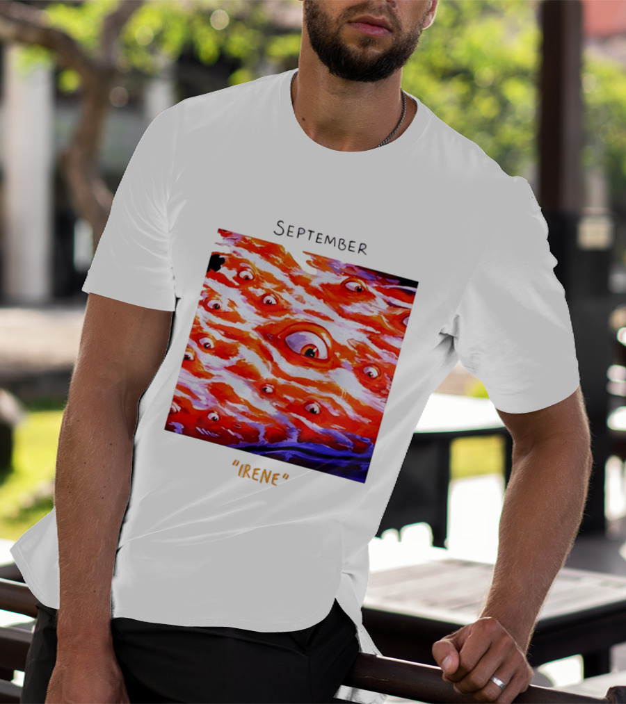 September Irene Surreal Eye Red Waves With Multiple Eyes T-Shirt