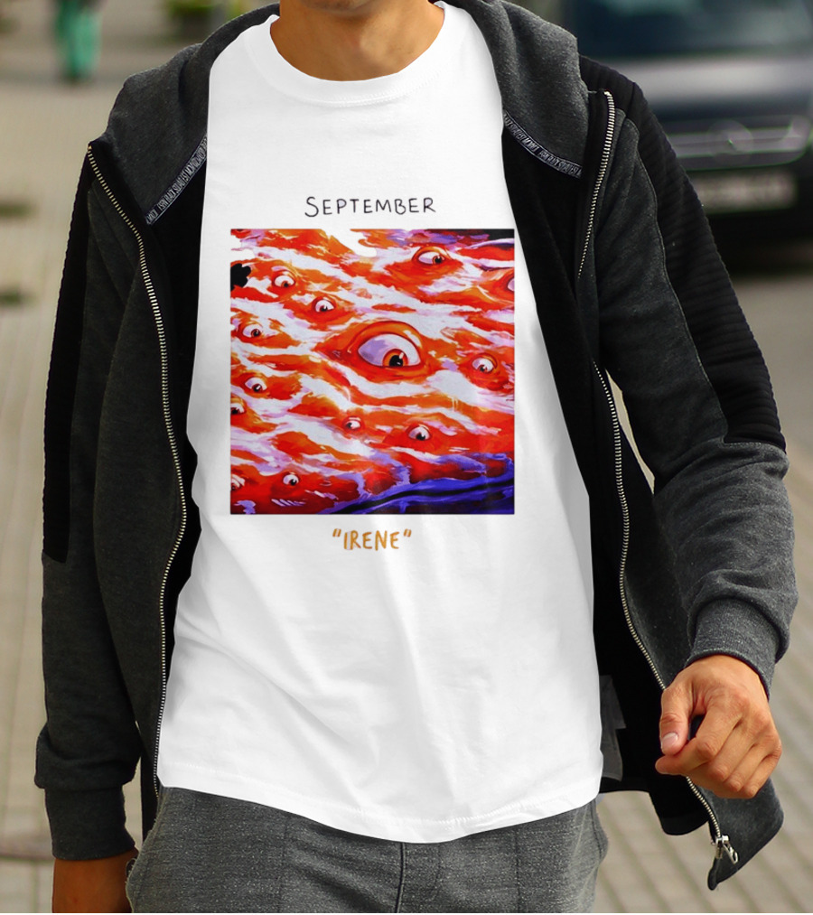 September Irene Surreal Eye Red Waves With Multiple Eyes T-Shirt