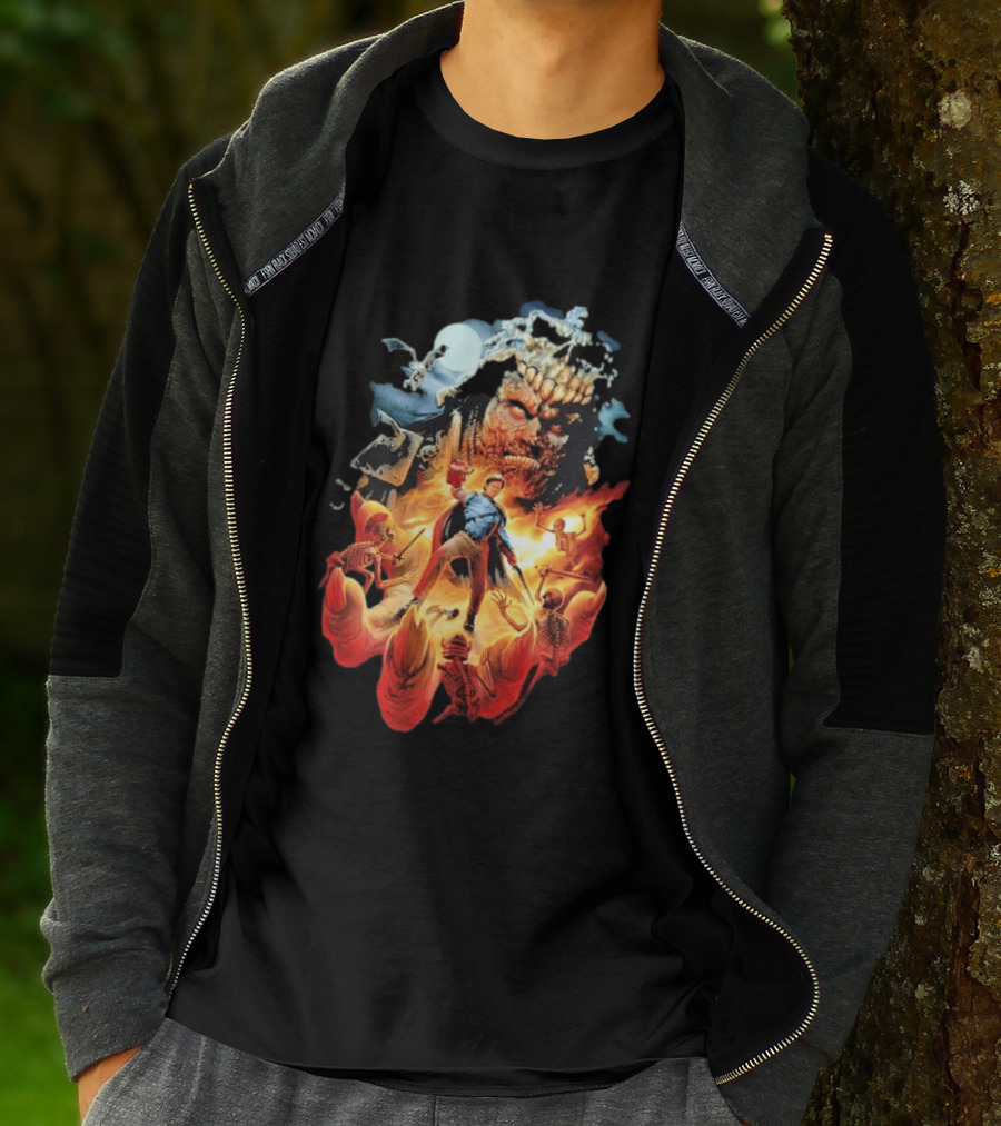 Army Of Darkness Who Wants Some Epic Movie Artwork Battle Scene T-Shirt