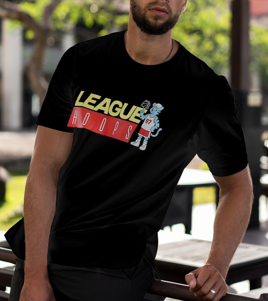 League Hoops Tiger 87 Basketball Cartoon T-Shirt