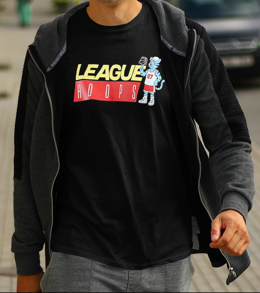 League Hoops Tiger 87 Basketball Cartoon T-Shirt