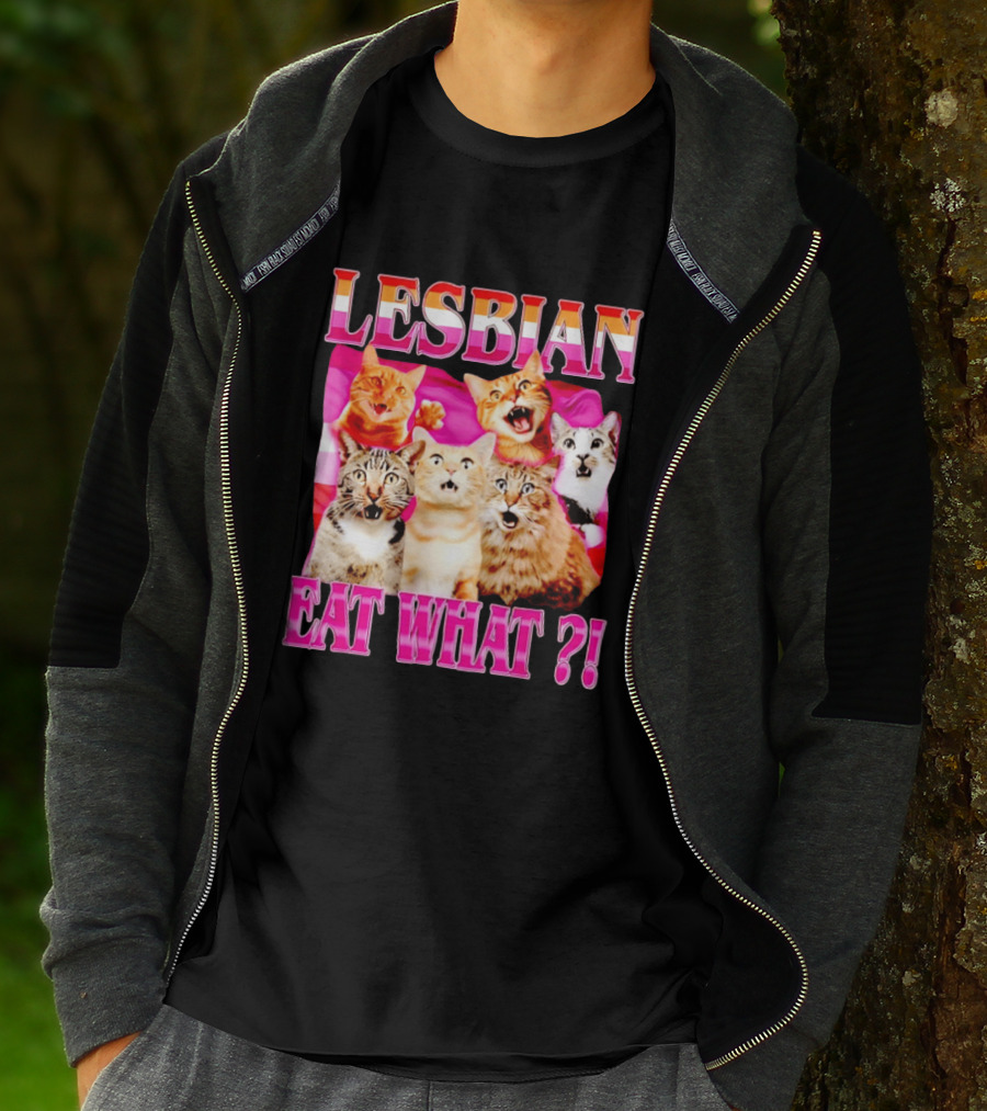 Lesbian Eat What Cats Meme Pride Flag Cats T-Shirt
