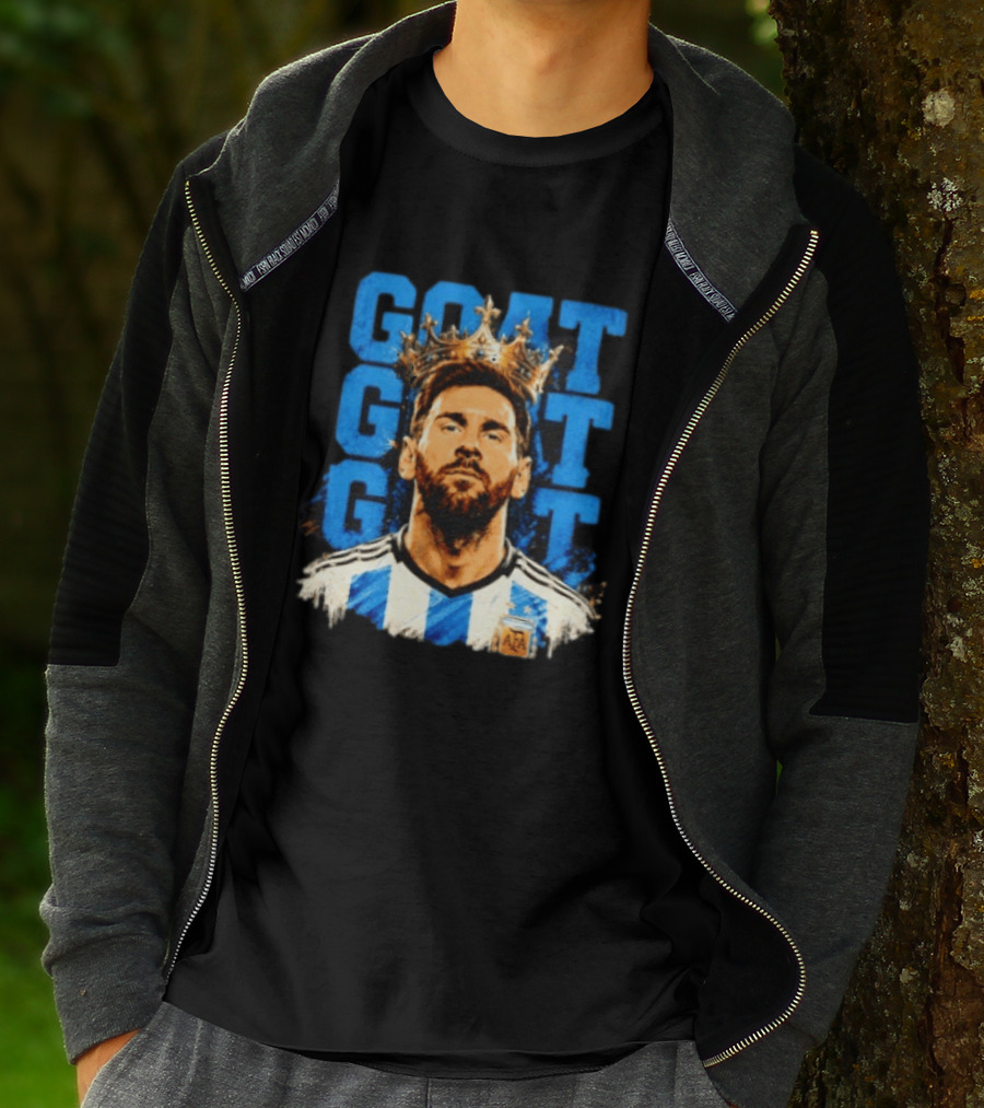 Lionel Messi GOAT Crown Argentina Football Team T-Shirt