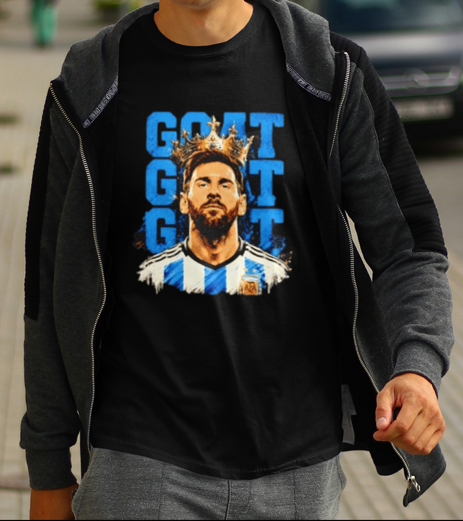 Lionel Messi GOAT Crown Argentina Football Team T-Shirt