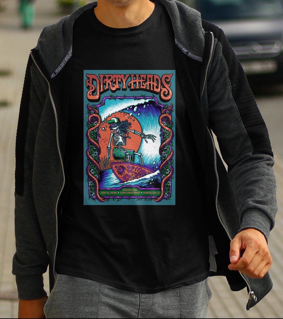 Dirty Heads Skeleton Surfing July 18 2026 Ocean Casino Resort Atlantic City NJ T-Shirt
