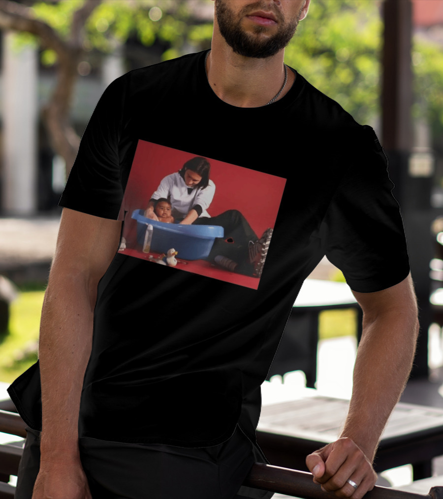 Messi Bathing Baby Lamine Yamal In Blue Tub T-Shirt