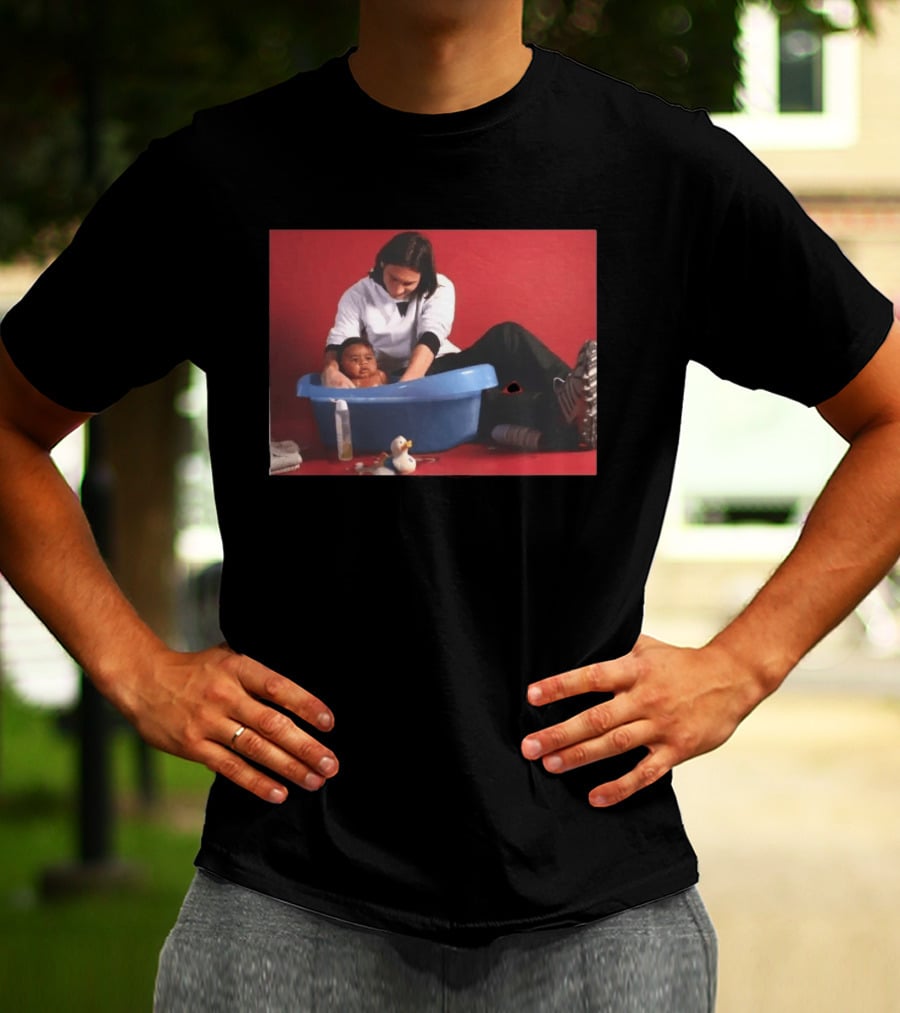 Messi Bathing Baby Lamine Yamal In Blue Tub T-Shirt