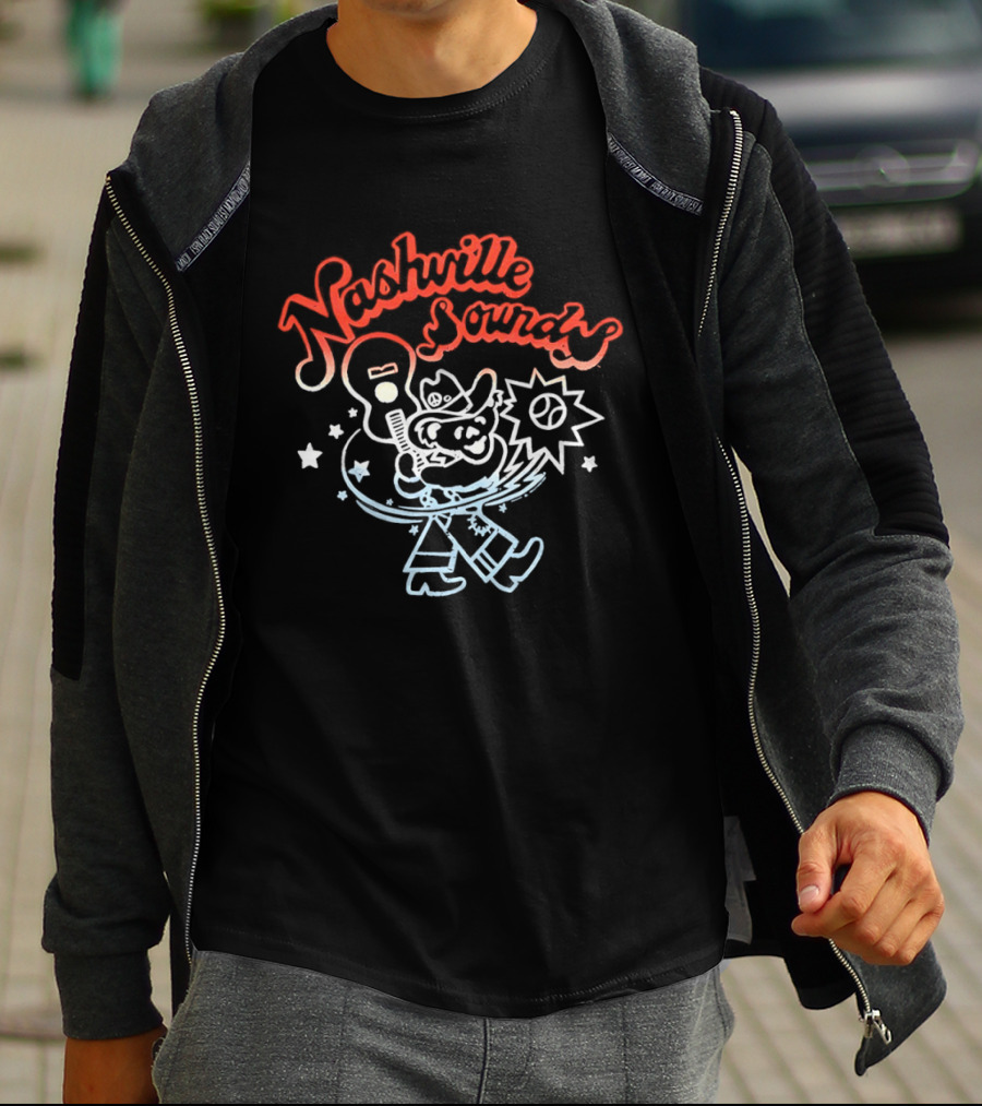 Nashville Sounds Dancing Bear Baseball Bat And Starry Night T-Shirt