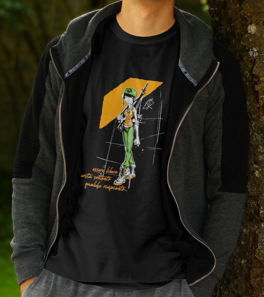 Essere Libero Costa Soltanto Qualche Rimpianto Army Girl With Rifle And Green Hat T-Shirt