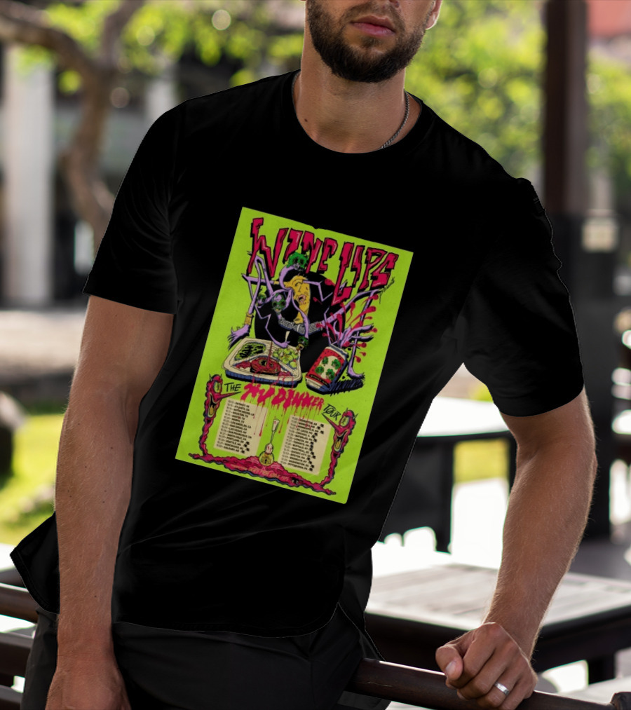 Wine Lips TV Dinner Tour 2026 Canada USA Neon Zombie Concert T-Shirt