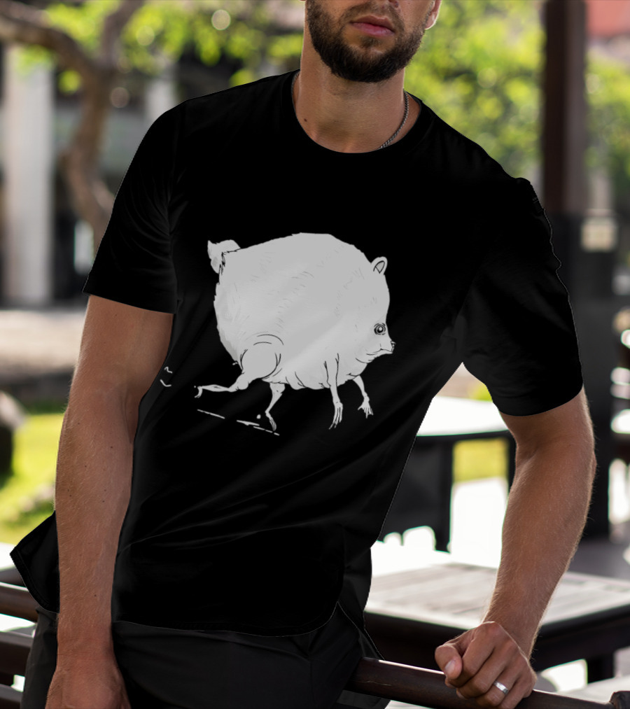 Running Round Hamster Creature Absurd White Quadruped Honesty T-Shirt
