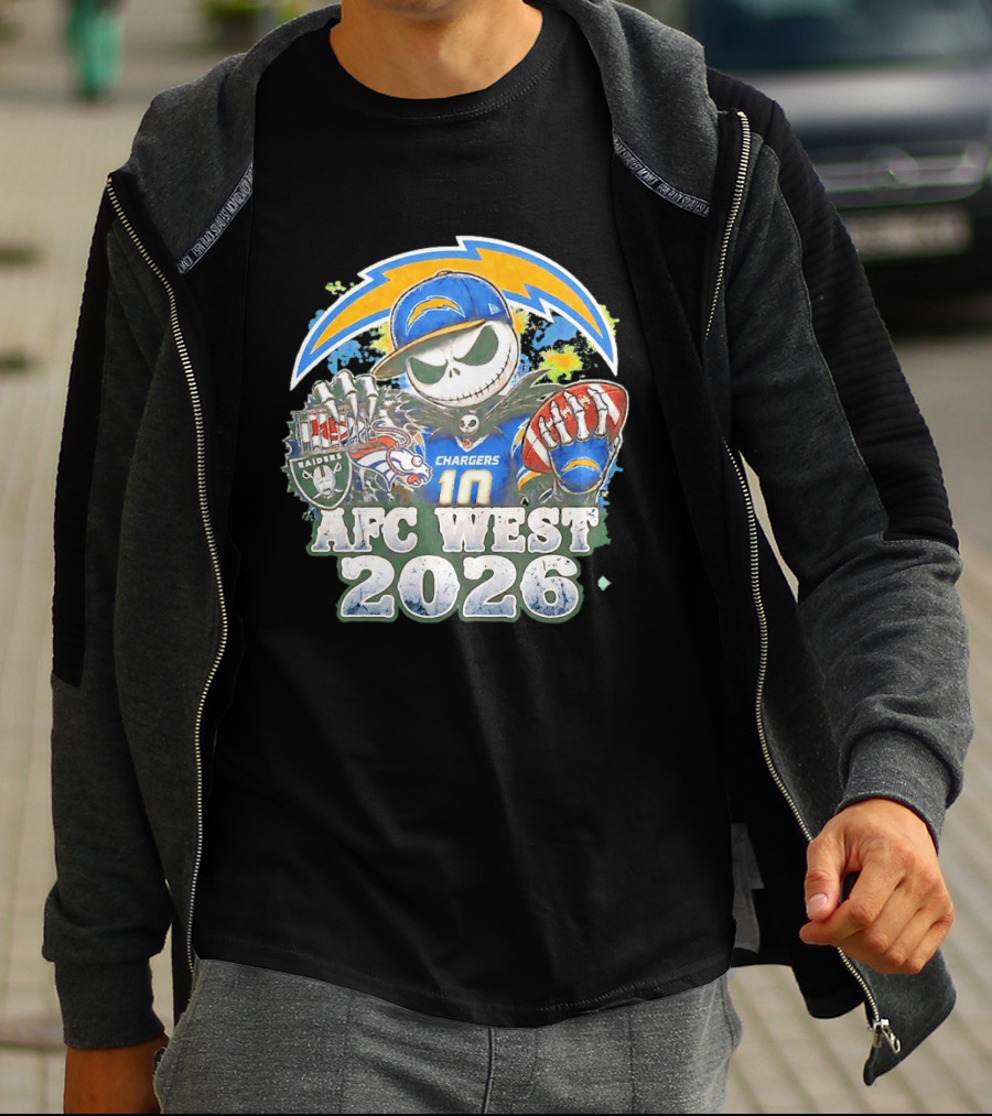 Los Angeles Chargers Jack Skellington Raiders Broncos AFC West 2026 T-Shirt