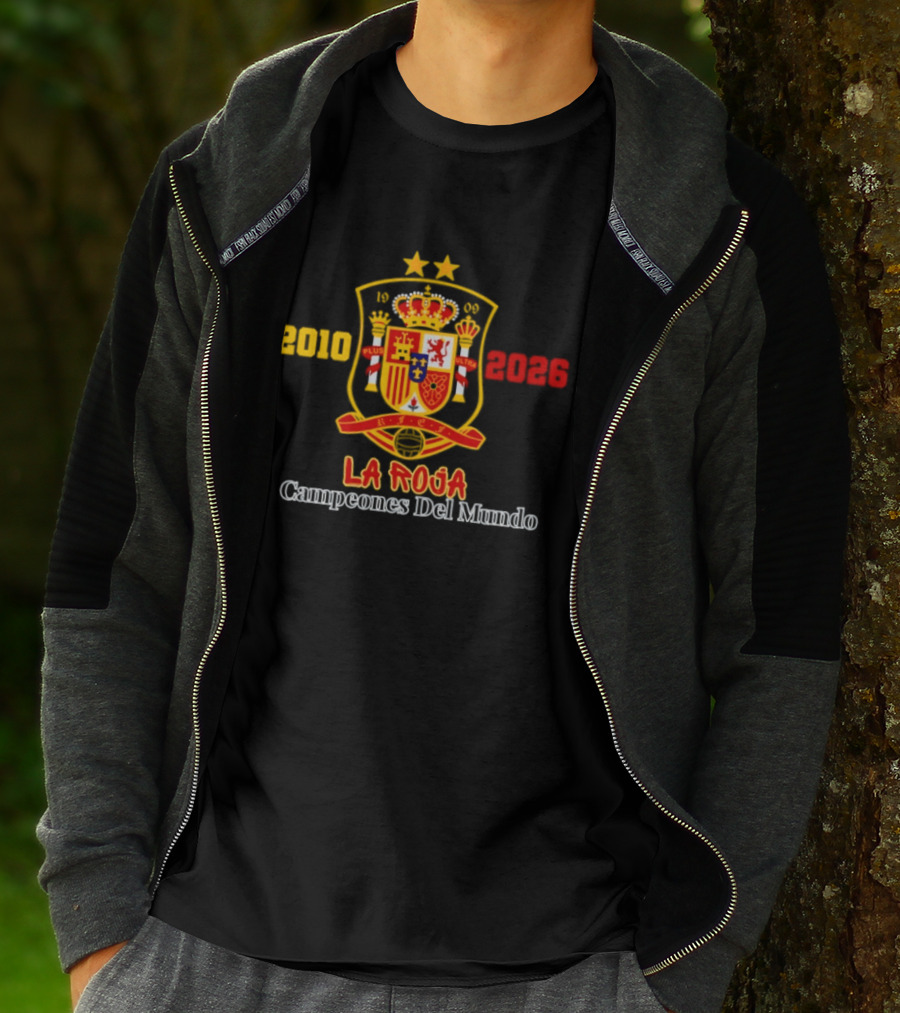 Spain 2010 2026 La Roja Campeones Del Mundo Crest Symbol Celebrating Champions T-Shirt