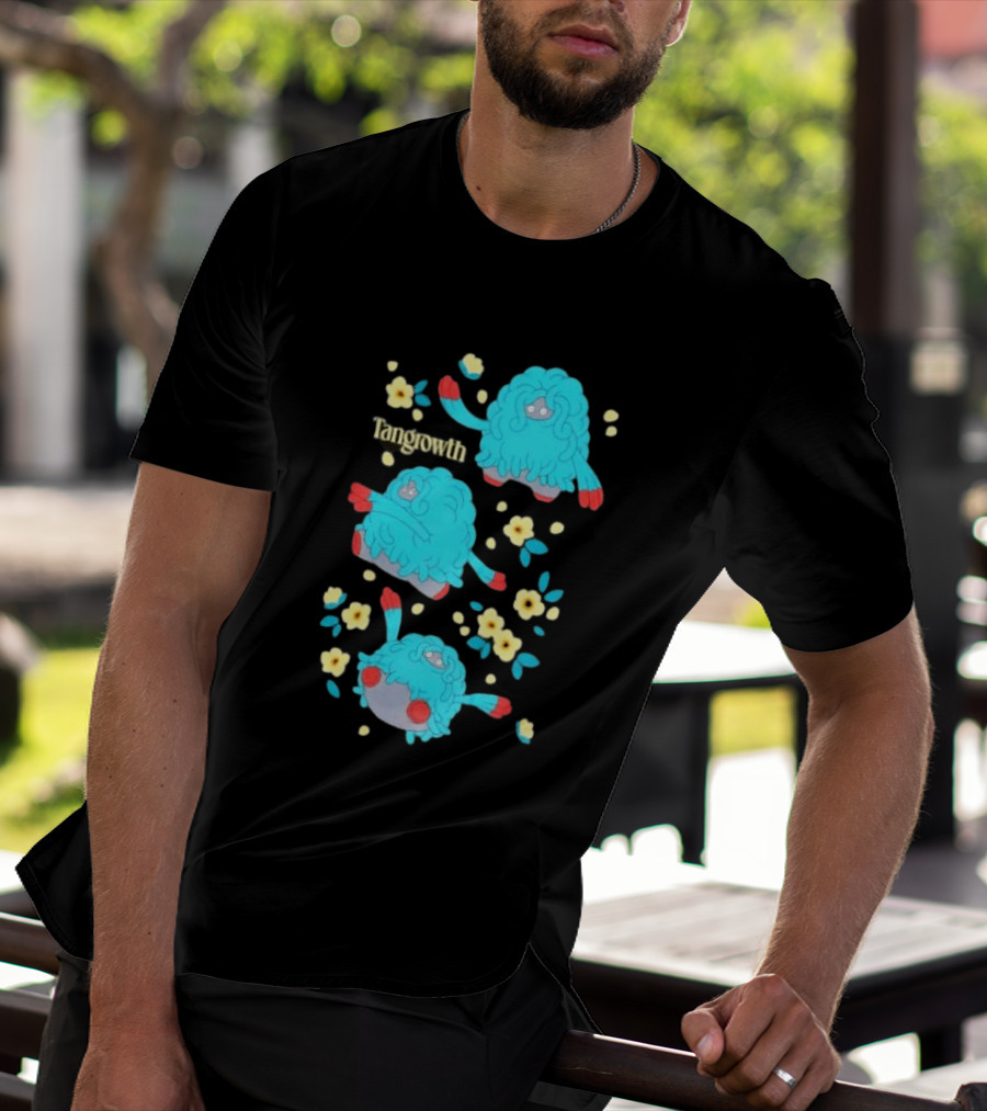 Tangrowth Pokémon Floral Grass Type Yellow Flowers And Blue Vines T-Shirt