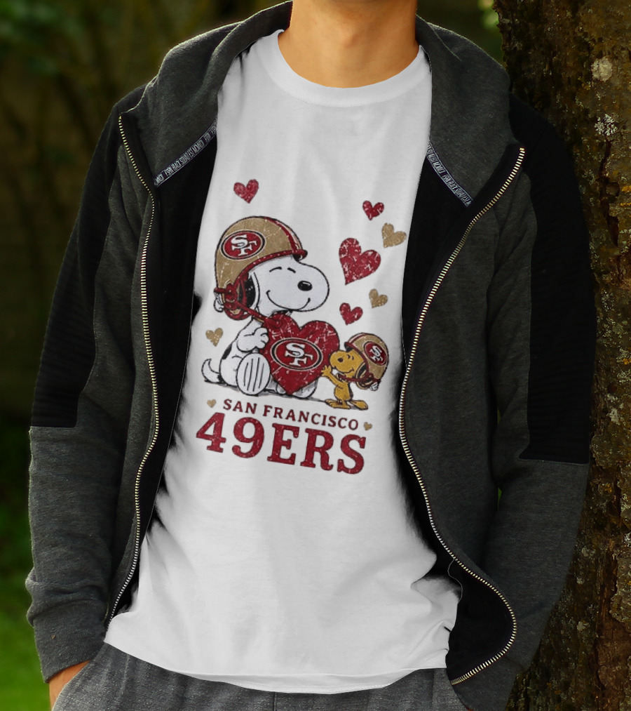 San Francisco 49ers Peanuts Snoopy Love Hearts T-Shirt