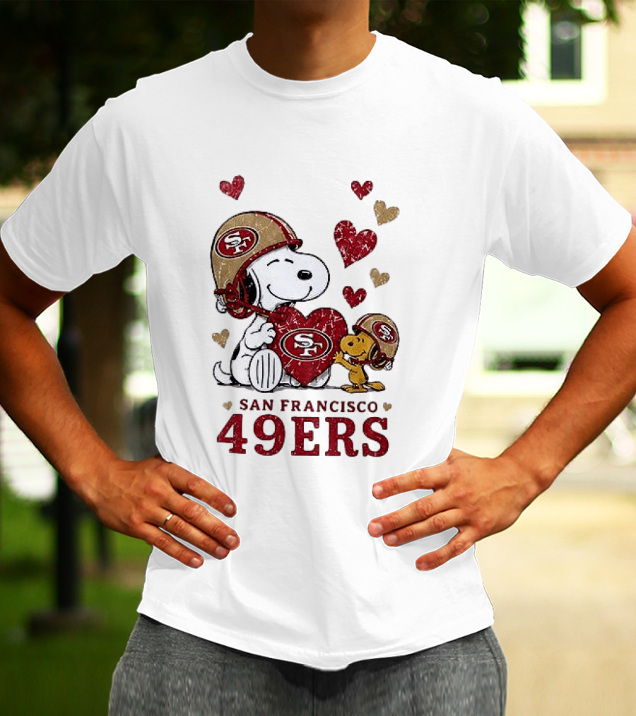 San Francisco 49ers Peanuts Snoopy Love Hearts T-Shirt
