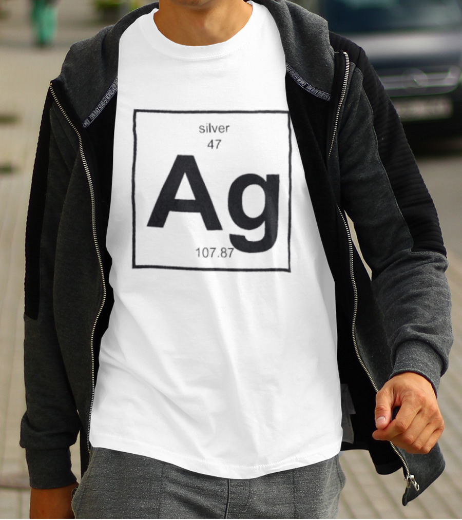 Silver Periodic Table Element Ag 47 Atomic Number 107.87 Chemistry T-Shirt
