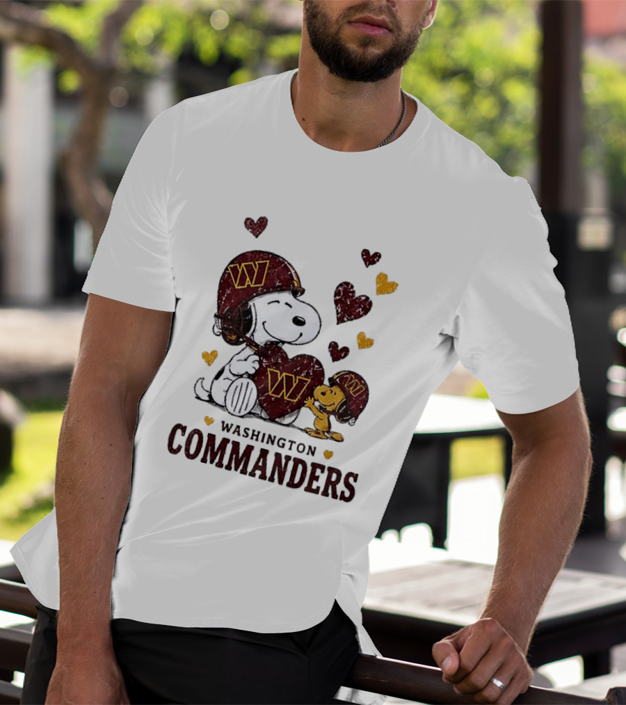 Washington Commanders Peanuts Snoopy Woodstock Love Laughter Hearts T-Shirt