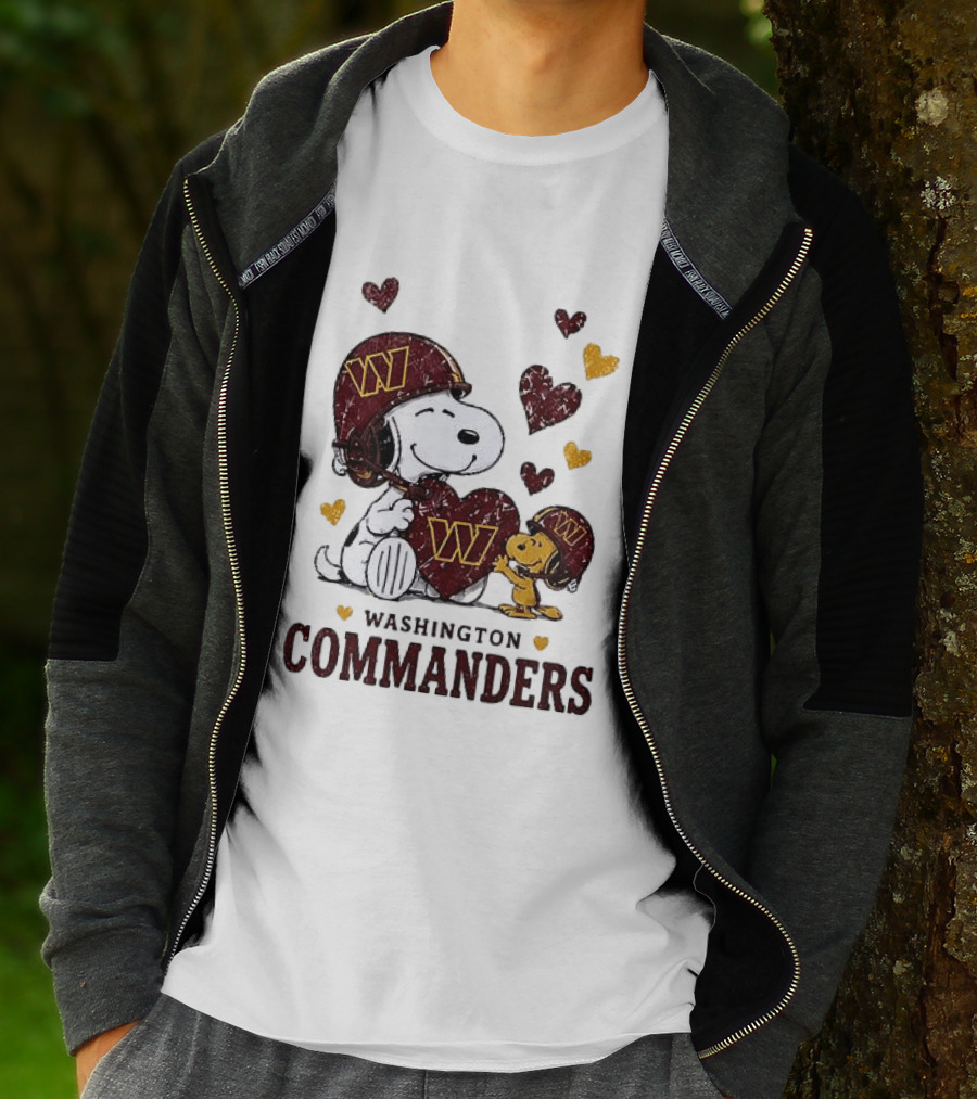 Washington Commanders Peanuts Snoopy Woodstock Love Laughter Hearts T-Shirt