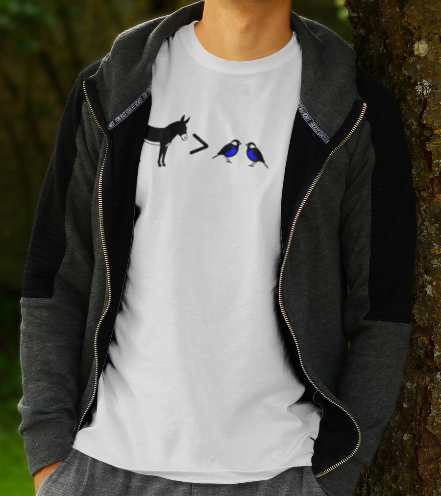 Donkey Greater Than Two Birds Math Fun Equation T-Shirt