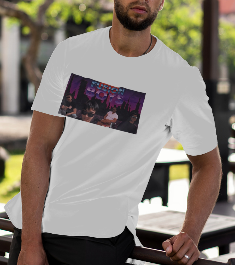 Fusion Boys Aesthetic Group Vaporwave Skyline T-Shirt