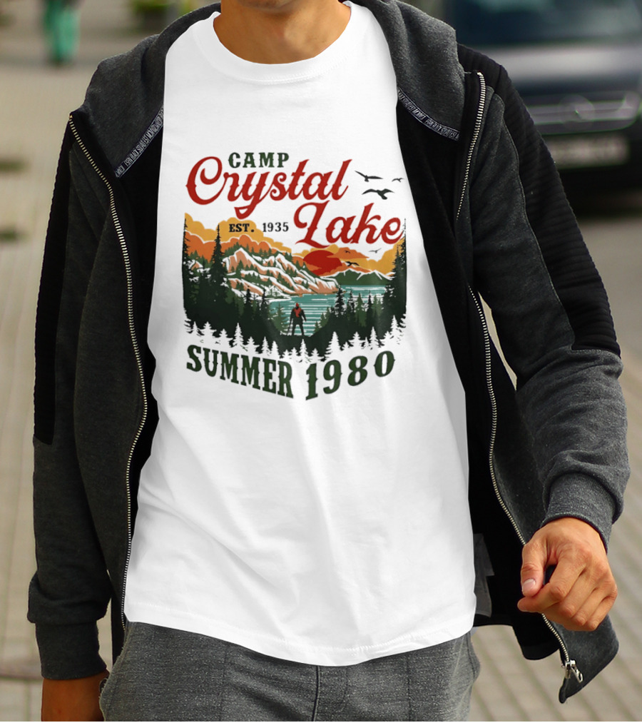 Camp Crystal Lake EST 1935 Summer 1980 Scenic Reflection T-Shirt