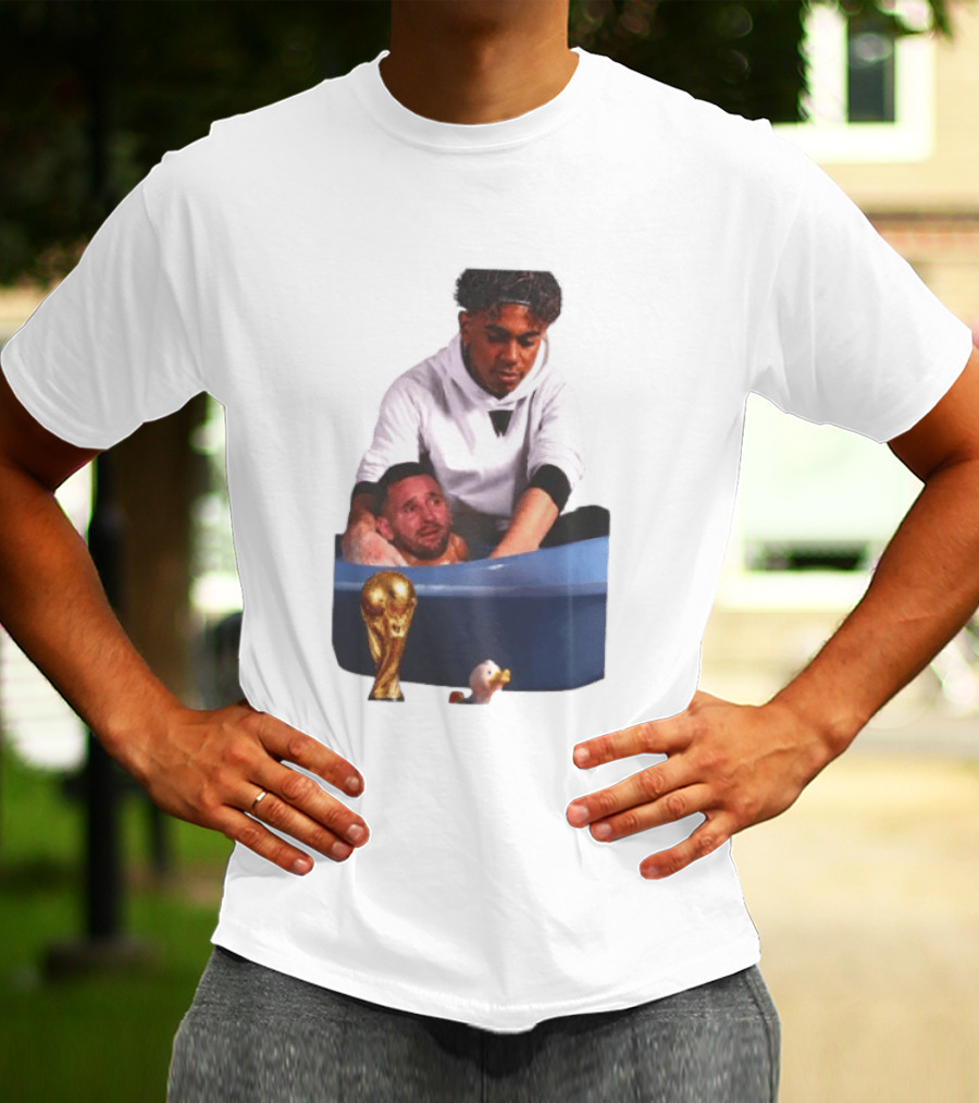 Lamine Yamal Lionel Messi Bathtub Meme World Cup Trophy T-Shirt