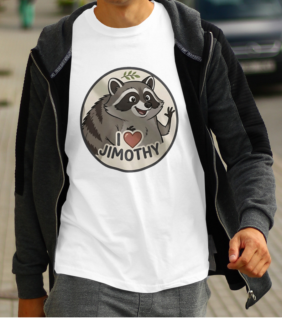 I Love Jimothy Adorable Cartoon Raccoon Enthusiast Favorite T-Shirt