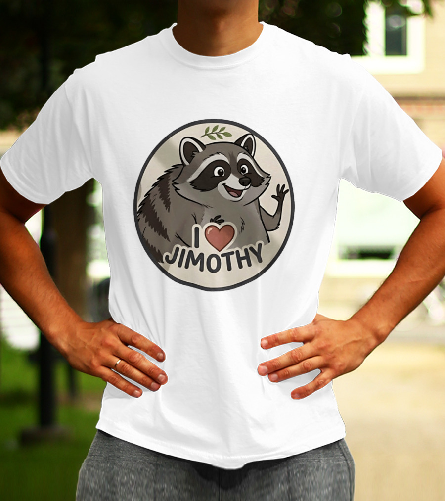I Love Jimothy Adorable Cartoon Raccoon Enthusiast Favorite T-Shirt