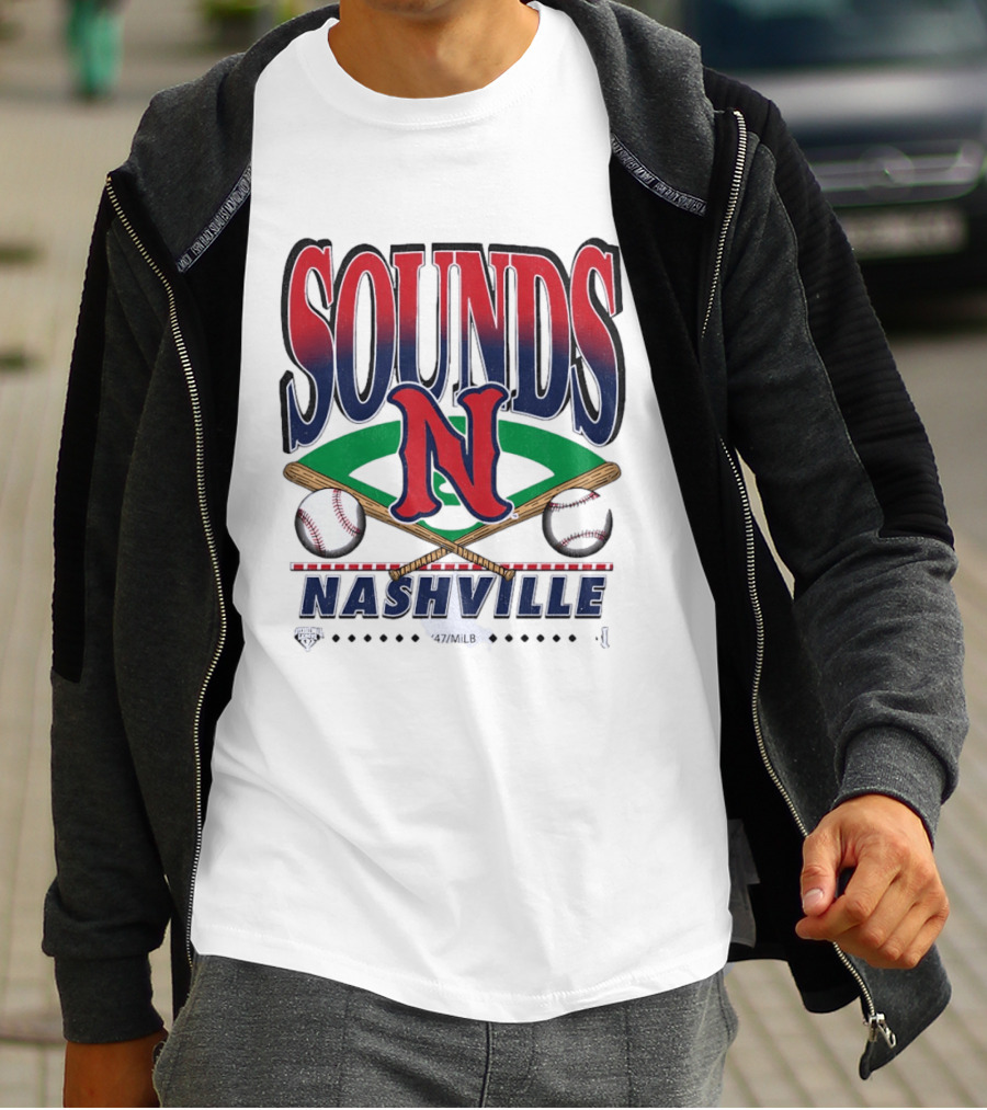 Nashville Sounds MiLB Baseball Team Logo With Bat And Ball T-Shirt