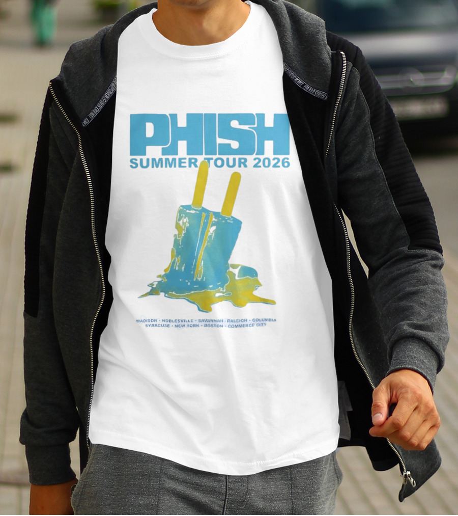 Phish Summer Tour 2026 Popsicle Concert Madison Noblesville Savannah Raleigh Columbia Syracuse New York Boston Commerce City T-Shirt
