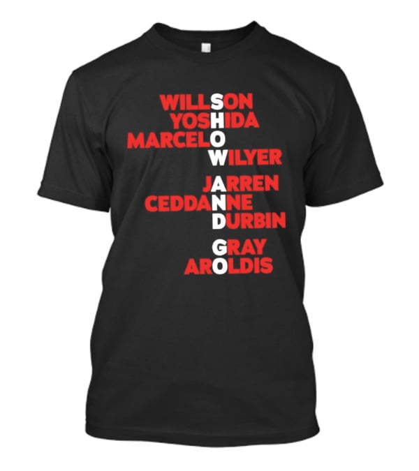 Boston Baseball Show And Go Willson Yoshida Marcel Wilyer Jarren Ceddanne Durgin Gray Aroldis 2026 Names Word Game T-Shirt