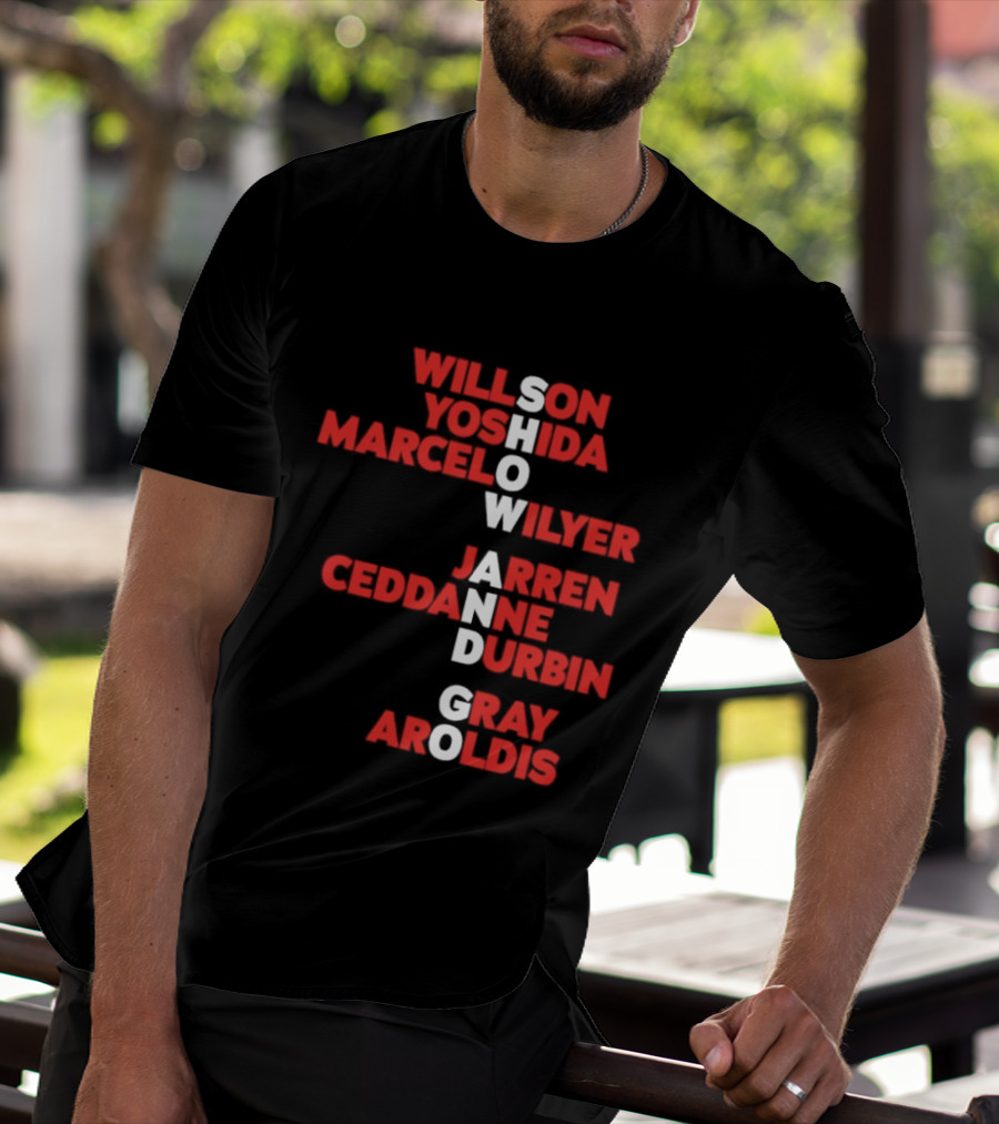 Boston Baseball Show And Go Willson Yoshida Marcel Wilyer Jarren Ceddanne Durgin Gray Aroldis 2026 Names Word Game T-Shirt