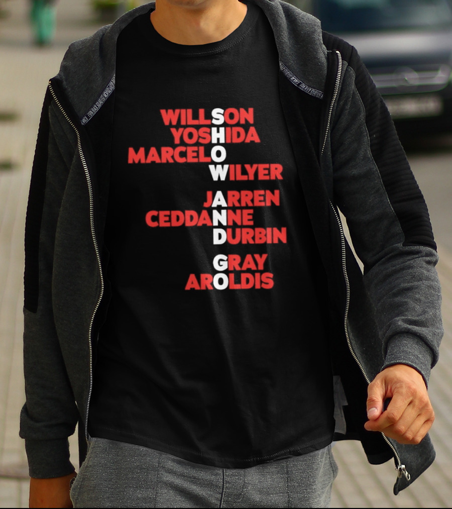 Boston Baseball Show And Go Willson Yoshida Marcel Wilyer Jarren Ceddanne Durgin Gray Aroldis 2026 Names Word Game T-Shirt