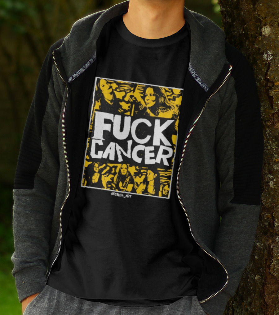 Fuck Cancer Support Bold Graphic With Yellow And Black T-Shirt
