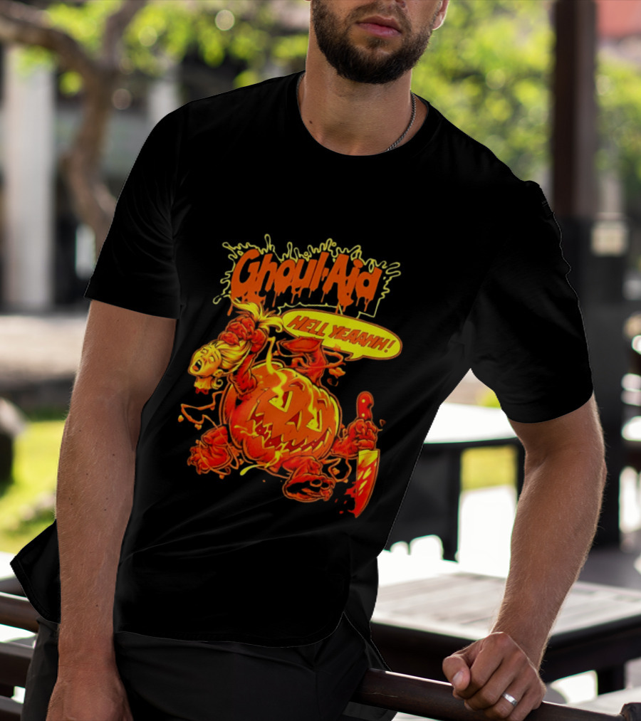 Ghoul Aid Hell Yeaahh Pumpkin Halloween Knife Monster T-Shirt