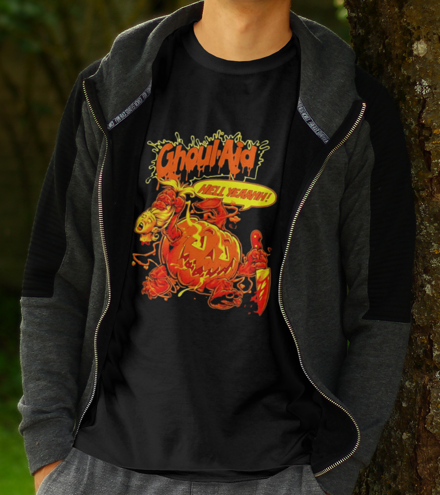Ghoul Aid Hell Yeaahh Pumpkin Halloween Knife Monster T-Shirt