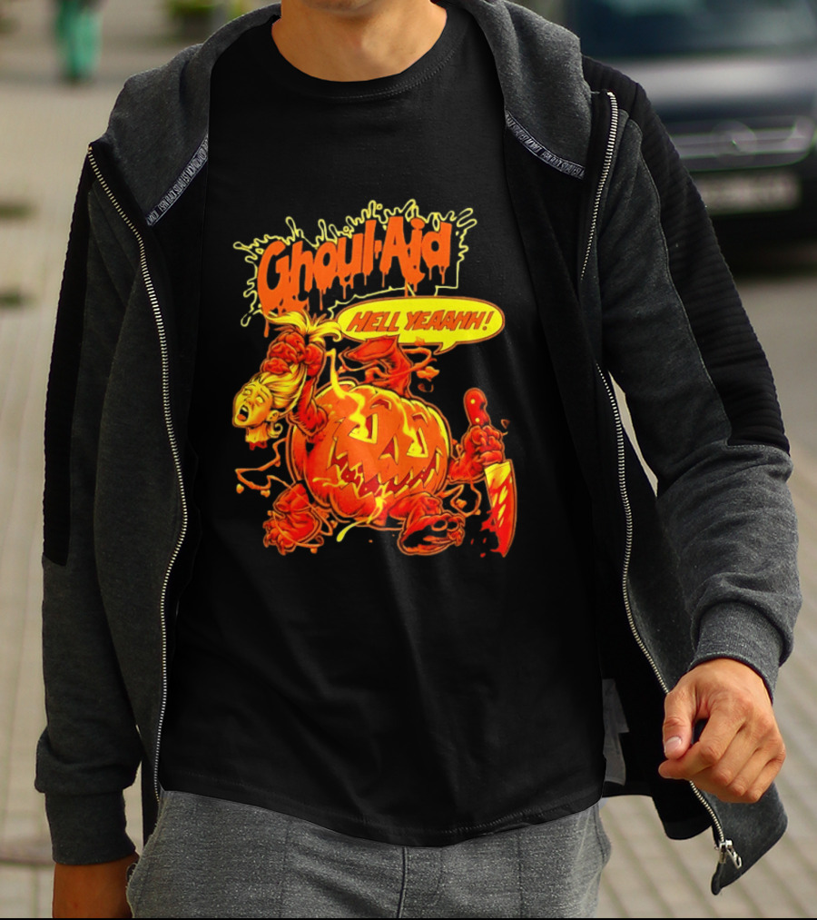 Ghoul Aid Hell Yeaahh Pumpkin Halloween Knife Monster T-Shirt